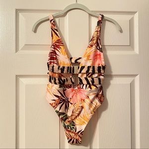 One piece swim floral and animal print